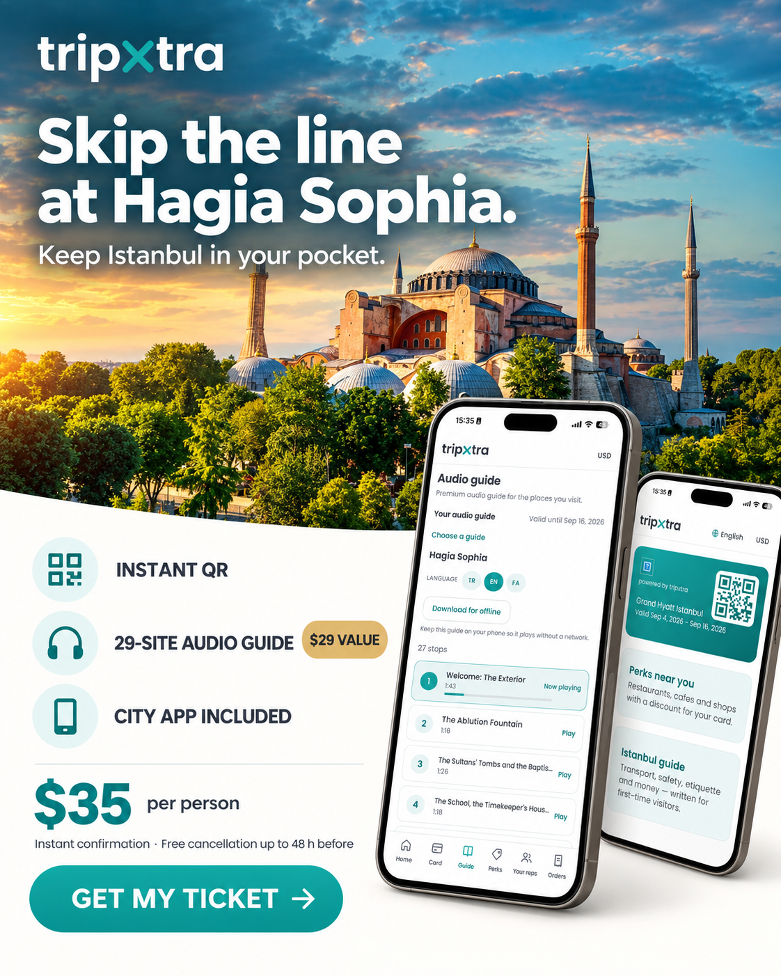 Istanbul: Hagia Sophia Skip-the-Line Ticket + Audio Guide & TripXtra Access